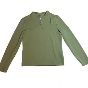 STRAIGHT DOWN Muted Olive Green Performance Top 1/4‎ Zip Medium Long Sleeve